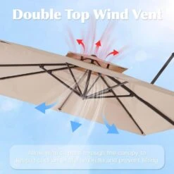 9 Ft. X 9 Ft. Aluminum Square Cantilever Patio Umbrella With Weighted Base In Beige -Jearey cantilever umbrellas s 9x9xjs be 44 1000
