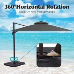 9 Ft. X 9 Ft. Aluminum Square Cantilever Patio Umbrella With Weighted Base In Gray -Jearey cantilever umbrellas s 9x9xjs gy 4f 1000