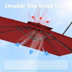 9 Ft. X 9 Ft. Aluminum Square Cantilever Patio Umbrella With Weighted Base In Red -Jearey cantilever umbrellas s 9x9xjs rd fa 1000
