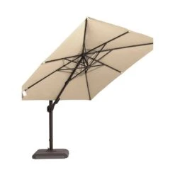 10 Ft. X 10 Ft. Sunbrella 99% Anti-UV Square Outdoor Cantilever Patio Umbrella With Weighted Base In Beige -Jearey cantilever umbrellas sunbrella beige e1 1000