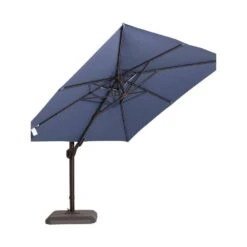 10 Ft. X 10 Ft. Sunbrella 99% Anti-UV Square Outdoor Cantilever Patio Umbrella With Weighted Base In Navy -Jearey cantilever umbrellas sunbrella navy e1 1000