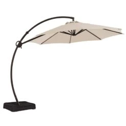 11 Ft. L Outdoor Aluminum Curvy Cantilever Offset Hanging Patio Umbrella With Sandbag Base And Cover In Beige -Jearey cantilever umbrellas tjwt11 beige a0 1000