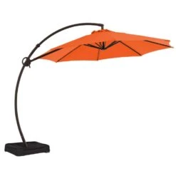 11 Ft. Large Outdoor Aluminum Curvy Cantilever Offset Hanging Patio Umbrella With Sandbag Base And Cover In Orange -Jearey cantilever umbrellas tjwt11 orange a0 1000