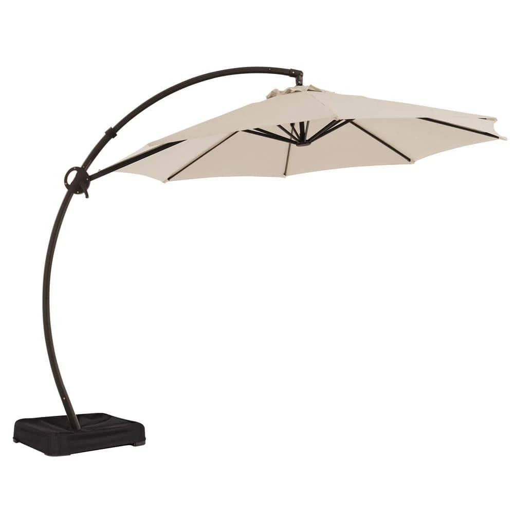 12 Ft. L Outdoor Aluminum Curvy Cantilever Offset Hanging Patio Umbrella With Sandbag Base And Cover In Beige 4 12 Ft. L Outdoor Aluminum Curvy Cantilever Offset Hanging Patio Umbrella With Sandbag Base And Cover In Beige - Image 4