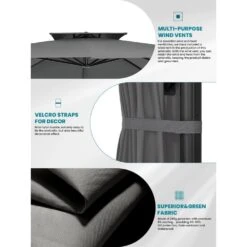 9 Ft. 360° Rotation Cantilever Patio Umbrella With Cover And Crank In Grey -Jearey cantilever umbrellas wed10 gray 44 1000