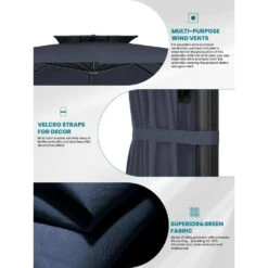 9 Ft. 360° Rotation Cantilever Patio Umbrella With Cover And Crank In Navy -Jearey cantilever umbrellas wed10 navy 1f 1000