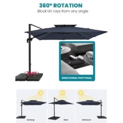 9 Ft. 360° Rotation Cantilever Patio Umbrella With Cover And Crank In Navy -Jearey cantilever umbrellas wed10 navy 4f 1000