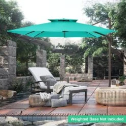 9 Ft. 360° Rotation Cantilever Patio Umbrella With Cover And Crank In Peacock Blue 11 9 Ft. 360° Rotation Cantilever Patio Umbrella With Cover And Crank In Peacock Blue -Jearey cantilever umbrellas wed10 red 31 1000