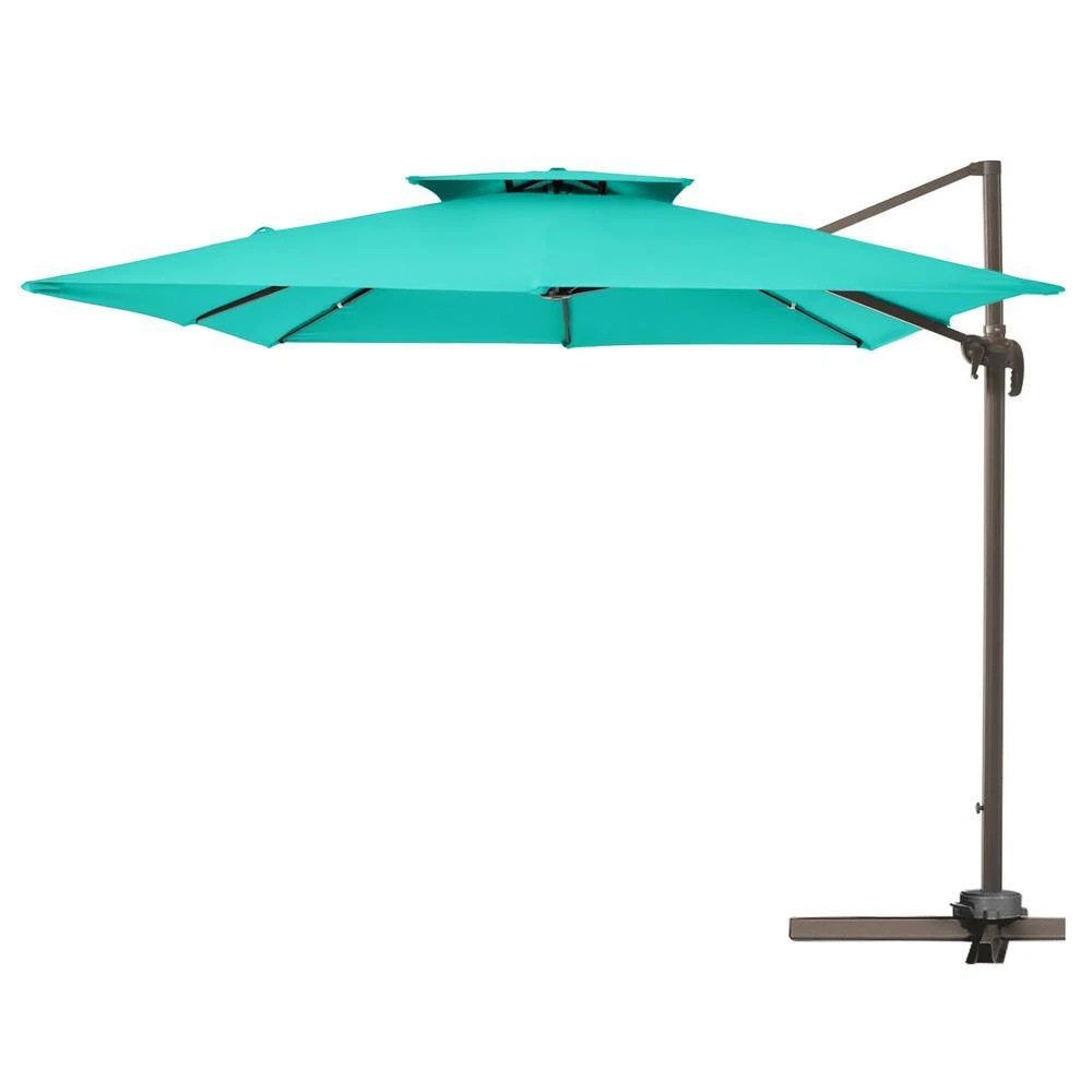 9 Ft. 360° Rotation Cantilever Patio Umbrella With Cover And Crank In Peacock Blue 2 9 Ft. 360° Rotation Cantilever Patio Umbrella With Cover And Crank In Peacock Blue - Image 2
