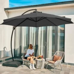 11 Ft.Outdoor Cantilever Offset Umbrella Patio Umbrella With Sandbag And Cover In Gray -Jearey cantilever umbrellas wts11 gy e1 1000