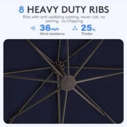 11 Ft. Outdoor Cantilever Offset Umbrella Patio Umbrella With Sandbag And Cover In Navy -Jearey cantilever umbrellas wts11 nv a0 1000