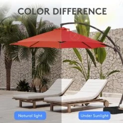 11 Ft.Outdoor Cantilever Offset Umbrella Patio Umbrella With Sandbag And Cover In Pumpkin -Jearey cantilever umbrellas wts11 pp 4f 1000
