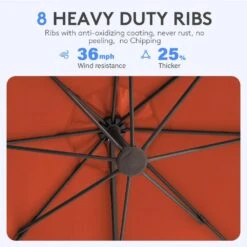 11 Ft.Outdoor Cantilever Offset Umbrella Patio Umbrella With Sandbag And Cover In Pumpkin -Jearey cantilever umbrellas wts11 pp c3 1000