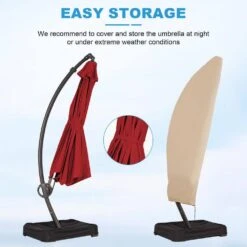 11 Ft. Outdoor Cantilever Offset Umbrella Patio Umbrella With Sandbag And Cover In Red -Jearey cantilever umbrellas wts11 rd 40 1000