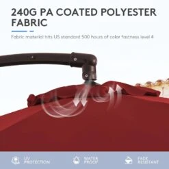 11 Ft. Outdoor Cantilever Offset Umbrella Patio Umbrella With Sandbag And Cover In Red -Jearey cantilever umbrellas wts11 rd 4f 1000