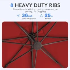 11 Ft. Outdoor Cantilever Offset Umbrella Patio Umbrella With Sandbag And Cover In Red -Jearey cantilever umbrellas wts11 rd a0 1000