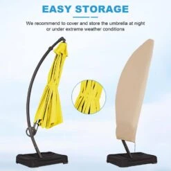 11 Ft.Outdoor Cantilever Offset Umbrella Patio Umbrella With Sandbag And Cover In Yellow -Jearey cantilever umbrellas wts11 ye fa 1000