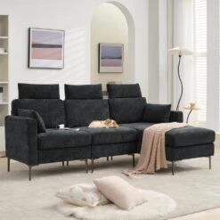 89 In. Square Arm Fabric L Shape Sectional Sofa With Chaise Lounge And Pillow In Carbon Ash 19 89 In. Square Arm Fabric L Shape Sectional Sofa With Chaise Lounge And Pillow In Carbon Ash -Jearey carbon ash jearey sofas couches xne 1 carbon ash 31 1000