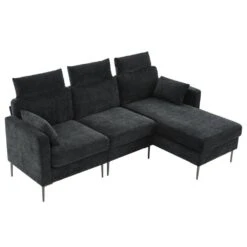 89 In. Square Arm Fabric L Shape Sectional Sofa With Chaise Lounge And Pillow In Carbon Ash 14 89 In. Square Arm Fabric L Shape Sectional Sofa With Chaise Lounge And Pillow In Carbon Ash -Jearey carbon ash jearey sofas couches xne 1 carbon ash 4f 1000
