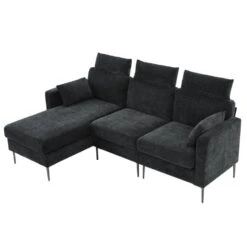 89 In. Square Arm Fabric L Shape Sectional Sofa With Chaise Lounge And Pillow In Carbon Ash 13 89 In. Square Arm Fabric L Shape Sectional Sofa With Chaise Lounge And Pillow In Carbon Ash -Jearey carbon ash jearey sofas couches xne 1 carbon ash c3 1000