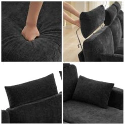 116.53 In. Square Arm Fabric U Shape Sectional Sofa With 2-Chaise Lounge And Pillow In Carbon Ash 10 116.53 In. Square Arm Fabric U Shape Sectional Sofa With 2-Chaise Lounge And Pillow In Carbon Ash -Jearey carbon ash jearey sofas couches xne 2 carbon ash 4f 1000