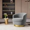 Nancy Modern 360° Swivel Carbon Gray Non-falling Velvet Fabric Barrel Accent Armchair For Bedroom Or Living Room