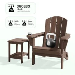 Brown Outdoor 5-Piece HDPE Plastic Patio Chat Set, 2-Adirondack Chairs With Side Table And 2-Folding Ottomans 10 Brown Outdoor 5-Piece HDPE Plastic Patio Chat Set, 2-Adirondack Chairs With Side Table And 2-Folding Ottomans -Jearey chat sets cgtjy5jt br 44 1000