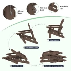 Brown Outdoor 5-Piece HDPE Plastic Patio Chat Set, 2-Adirondack Chairs With Side Table And 2-Folding Ottomans 8 Brown Outdoor 5-Piece HDPE Plastic Patio Chat Set, 2-Adirondack Chairs With Side Table And 2-Folding Ottomans -Jearey chat sets cgtjy5jt br 4f 1000
