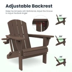 Brown Outdoor 5-Piece HDPE Plastic Patio Chat Set, 2-Adirondack Chairs With Side Table And 2-Folding Ottomans 11 Brown Outdoor 5-Piece HDPE Plastic Patio Chat Set, 2-Adirondack Chairs With Side Table And 2-Folding Ottomans -Jearey chat sets cgtjy5jt br fa 1000