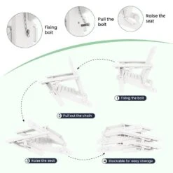 White Outdoor 5-Piece HDPE Plastic Patio Chat Set, 2-Adirondack Chairs With Side Table And 2-Folding Ottomans 8 White Outdoor 5-Piece HDPE Plastic Patio Chat Set, 2-Adirondack Chairs With Side Table And 2-Folding Ottomans -Jearey chat sets cgtjy5jt wt 4f 1000