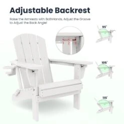 White Outdoor 5-Piece HDPE Plastic Patio Chat Set, 2-Adirondack Chairs With Side Table And 2-Folding Ottomans 11 White Outdoor 5-Piece HDPE Plastic Patio Chat Set, 2-Adirondack Chairs With Side Table And 2-Folding Ottomans -Jearey chat sets cgtjy5jt wt fa 1000
