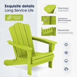Classic Apple Green Folding Plastic Adirondack Chair -Jearey composite adirondack chairs peqwy apple 1f 1000