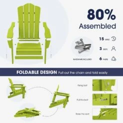 Classic Apple Green Folding Plastic Adirondack Chair -Jearey composite adirondack chairs peqwy apple 4f 1000