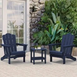 Classic Blue Folding Plastic Adirondack Chair -Jearey composite adirondack chairs peqwy blue fa 1000