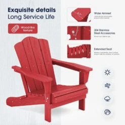 Classic Bright Red Folding Plastic Adirondack Chair -Jearey composite adirondack chairs peqwy brd 1f 1000