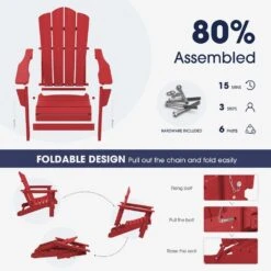 Classic Bright Red Folding Plastic Adirondack Chair -Jearey composite adirondack chairs peqwy brd 4f 1000