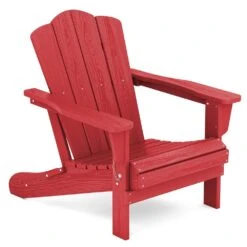 Classic Bright Red Folding Plastic Adirondack Chair