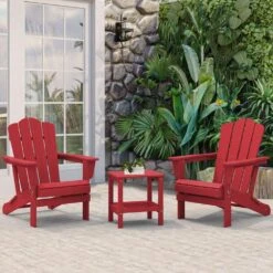 Classic Bright Red Folding Plastic Adirondack Chair -Jearey composite adirondack chairs peqwy brd fa 1000
