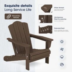 Classic Coffee Brown Folding Plastic Adirondack Chair -Jearey composite adirondack chairs peqwy coffee 1f 1000