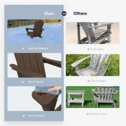 Classic Coffee Brown Folding Plastic Adirondack Chair -Jearey composite adirondack chairs peqwy coffee 44 1000