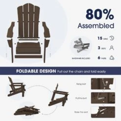 Classic Coffee Brown Folding Plastic Adirondack Chair -Jearey composite adirondack chairs peqwy coffee 4f 1000
