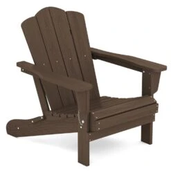 Classic Coffee Brown Folding Plastic Adirondack Chair