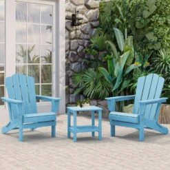 Classic Light Blue Folding Plastic Adirondack Chair -Jearey composite adirondack chairs peqwy lb 31 1000