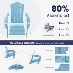 Classic Light Blue Folding Plastic Adirondack Chair -Jearey composite adirondack chairs peqwy lb 44 1000
