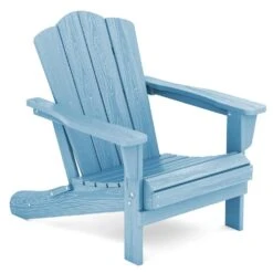 Classic Light Blue Folding Plastic Adirondack Chair