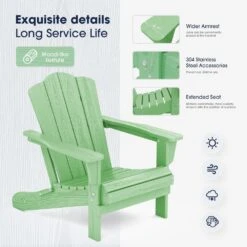 Classic Light Green Folding Plastic Adirondack Chair -Jearey composite adirondack chairs peqwy lgreen 1f 1000