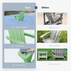 Classic Light Green Folding Plastic Adirondack Chair -Jearey composite adirondack chairs peqwy lgreen 44 1000