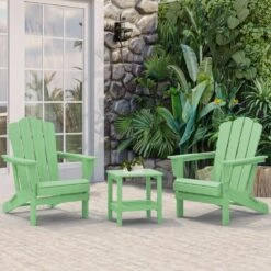 Classic Light Green Folding Plastic Adirondack Chair -Jearey composite adirondack chairs peqwy lgreen fa 1000