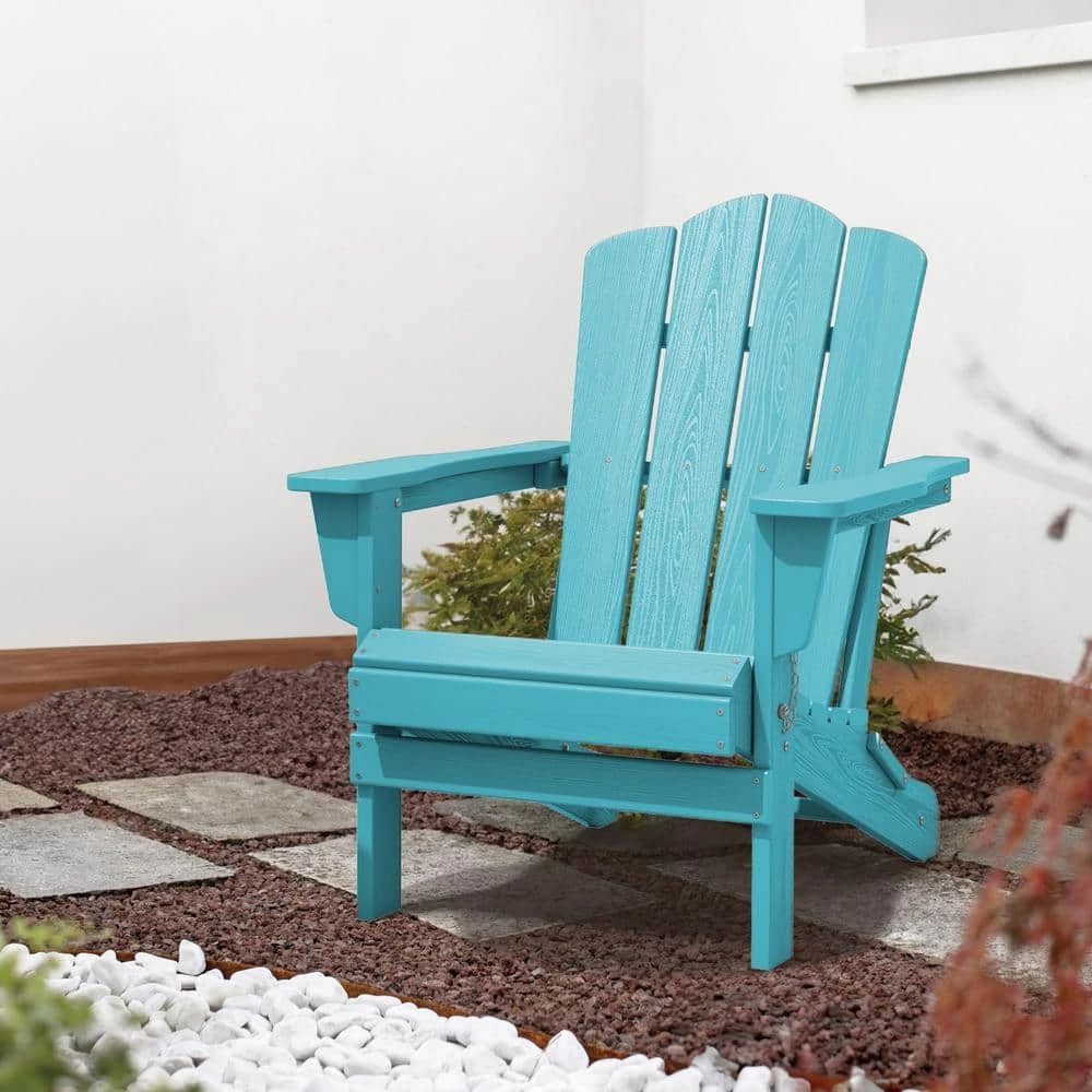 Classic Tiffany Blue Folding Plastic Adirondack Chair 1 Classic Tiffany Blue Folding Plastic Adirondack Chair