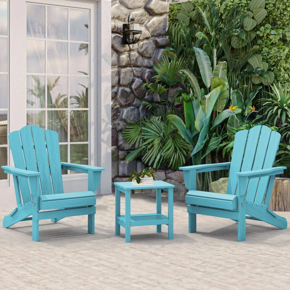 Classic Tiffany Blue Folding Plastic Adirondack Chair 6 Classic Tiffany Blue Folding Plastic Adirondack Chair - Image 6